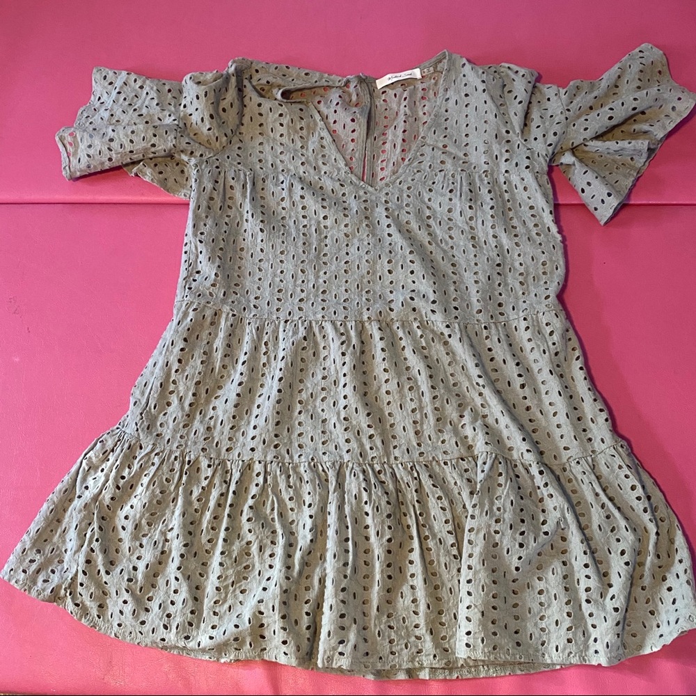 Mustard Seed Green eyelet mini dress